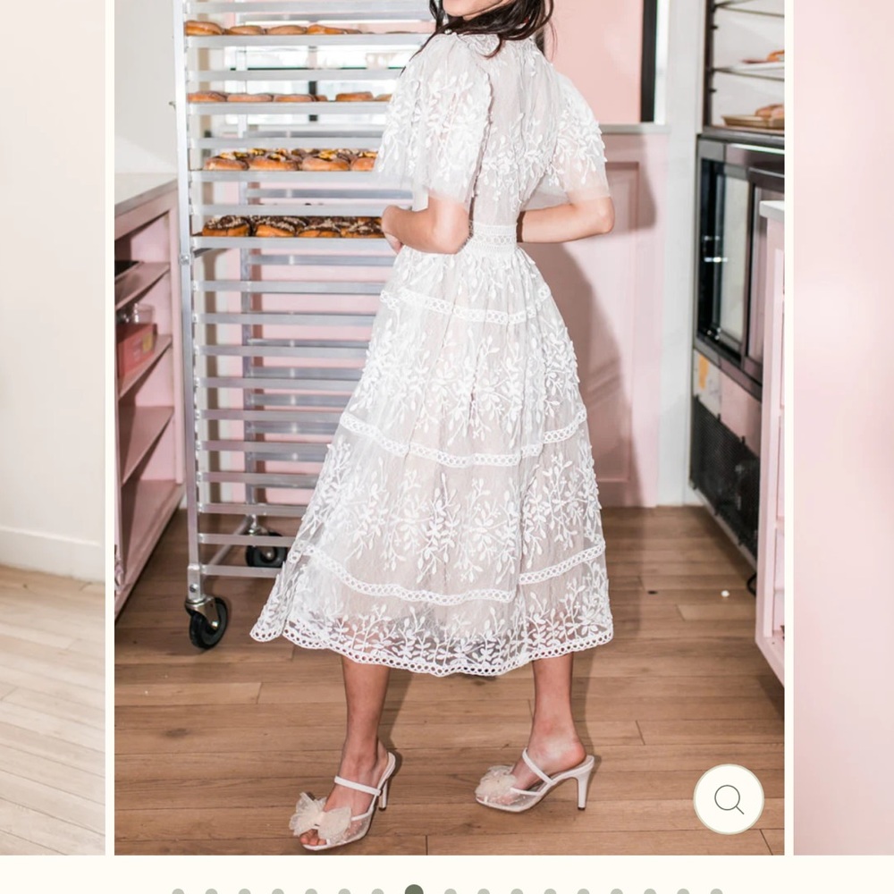 Ivy City Co White Lace Midi Dress - Picture 6 of 11